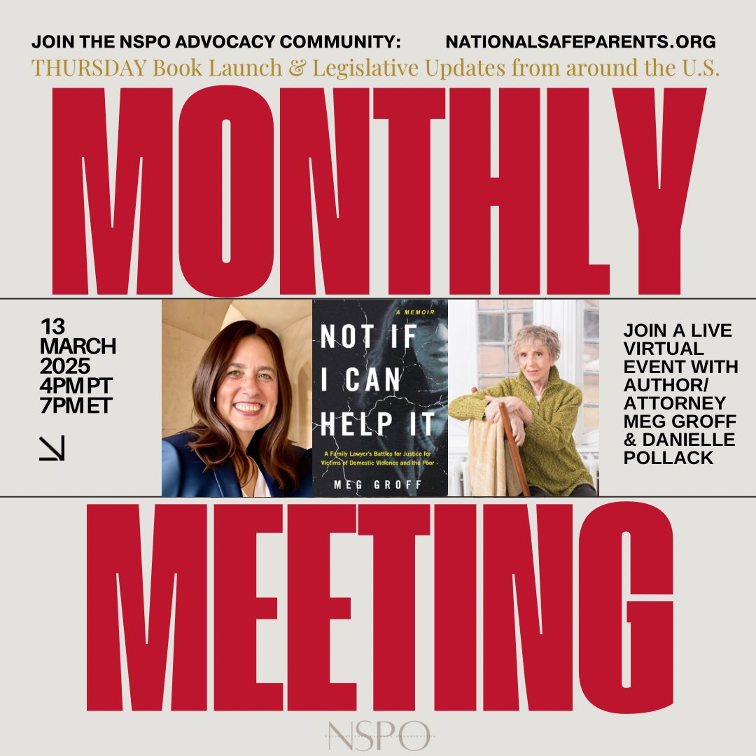 safe_parents's tweet photo. Join NSPO for our MONTLY LIVE Virtual EVENT TONIGHT 7pm ET w special guest attorney @MegGroffAuthor We’ll be talking about her new book #NotIfICanHelpIt & share legislative updates on #childsafety bills around the U.S.!
JOIN https://t.co/VdVOFmOp1h for access. Members see inbox https://t.co/BKF9qk5Nvg