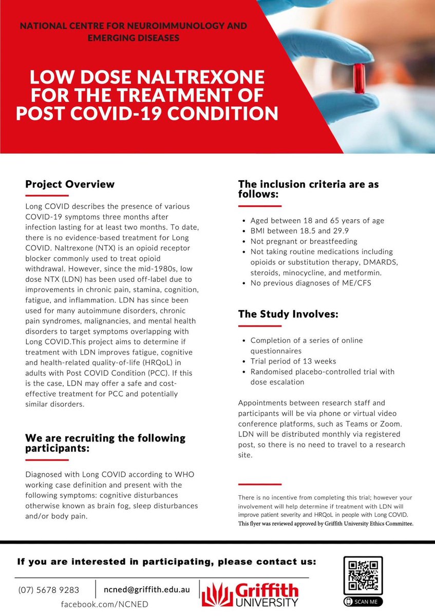 AnciraBecky's tweet image. Australia)
New post today on NCNED's Facebook page looking for participants for this trial:
𝗟𝗼𝘄-𝗗𝗼𝘀𝗲 𝗡𝗮𝗹𝘁𝗿𝗲𝘅𝗼𝗻𝗲 𝗖𝗹𝗶𝗻𝗶𝗰𝗮𝗹 𝗧𝗿𝗶𝗮𝗹 𝗳𝗼𝗿 𝗹𝗼𝗻𝗴 𝗖𝗢𝗩𝗜𝗗
People can participate remotely without attending trial site
#LongCovid #PASC