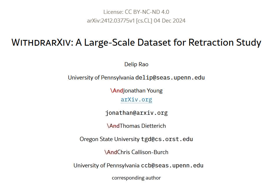 When you support arXiv, you support preserving (&amp; learning from) the scholarly record. 📜

arXiv serves as a permanent repository for every version of a scientific work. This data can help us better understand scientific communications.

(👀 WithdrarXiv)

givingday.cornell.edu/campaigns/arxiv