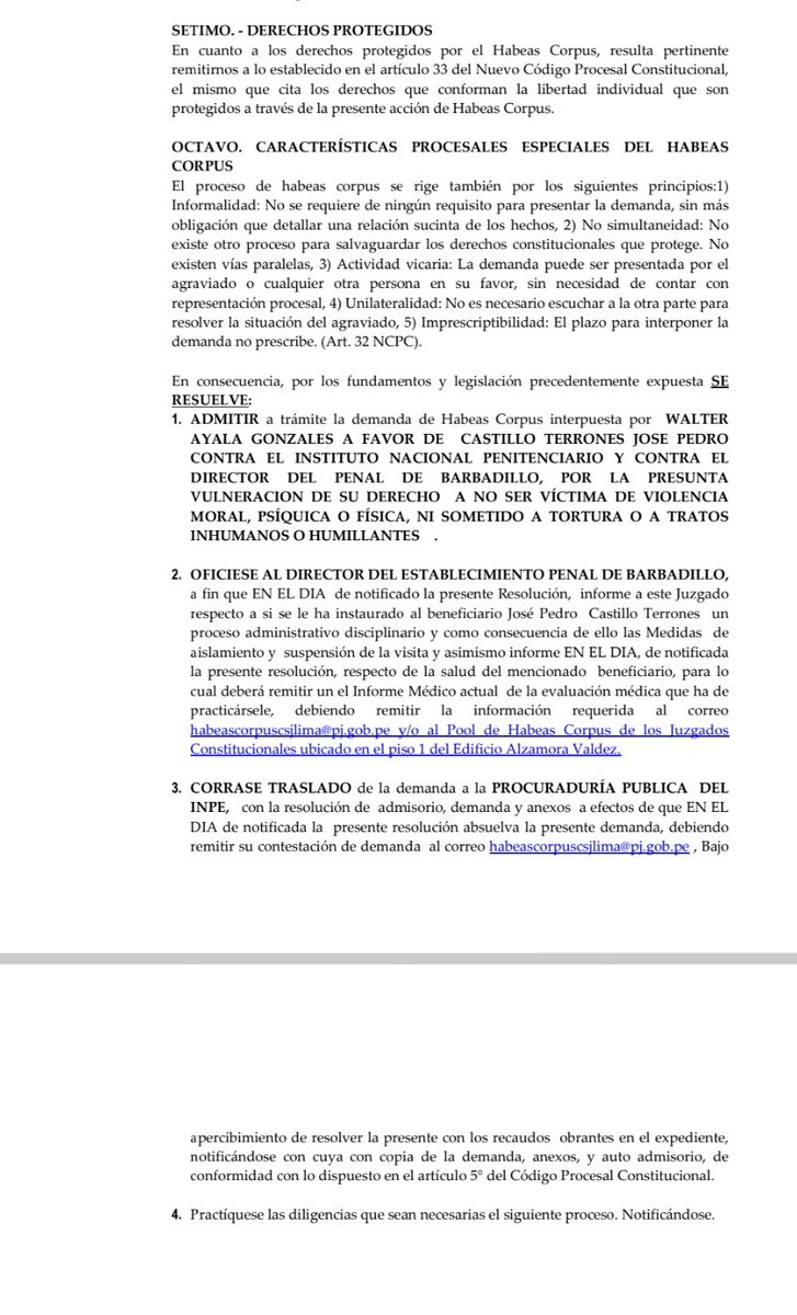 Walter Ayala Gonzales (@walterayala3000) on Twitter photo El <a href="/Poder_Judicial_/">Poder Judicial Perú</a> admite nuevo Habeas Corpus a favor del Presidente <a href="/PedroCastilloTe/">Pedro Castillo Terrones</a>, ordena al <a href="/INPEgob/">INPE</a> informar sobre salud, y actos de hostilizacion aislamiento y suspensión de visitas. Nadie tiene derecho a violar la dignidad humana. ¡Fuerza Presidente, ya falta poco! El <a href="/Poder_Judicial_/">Poder Judicial Perú</a> admite nuevo Habeas Corpus a favor del Presidente <a href="/PedroCastilloTe/">Pedro Castillo Terrones</a>, ordena al <a href="/INPEgob/">INPE</a> informar sobre salud, y actos de hostilizacion aislamiento y suspensión de visitas. Nadie tiene derecho a violar la dignidad humana. ¡Fuerza Presidente, ya falta poco!