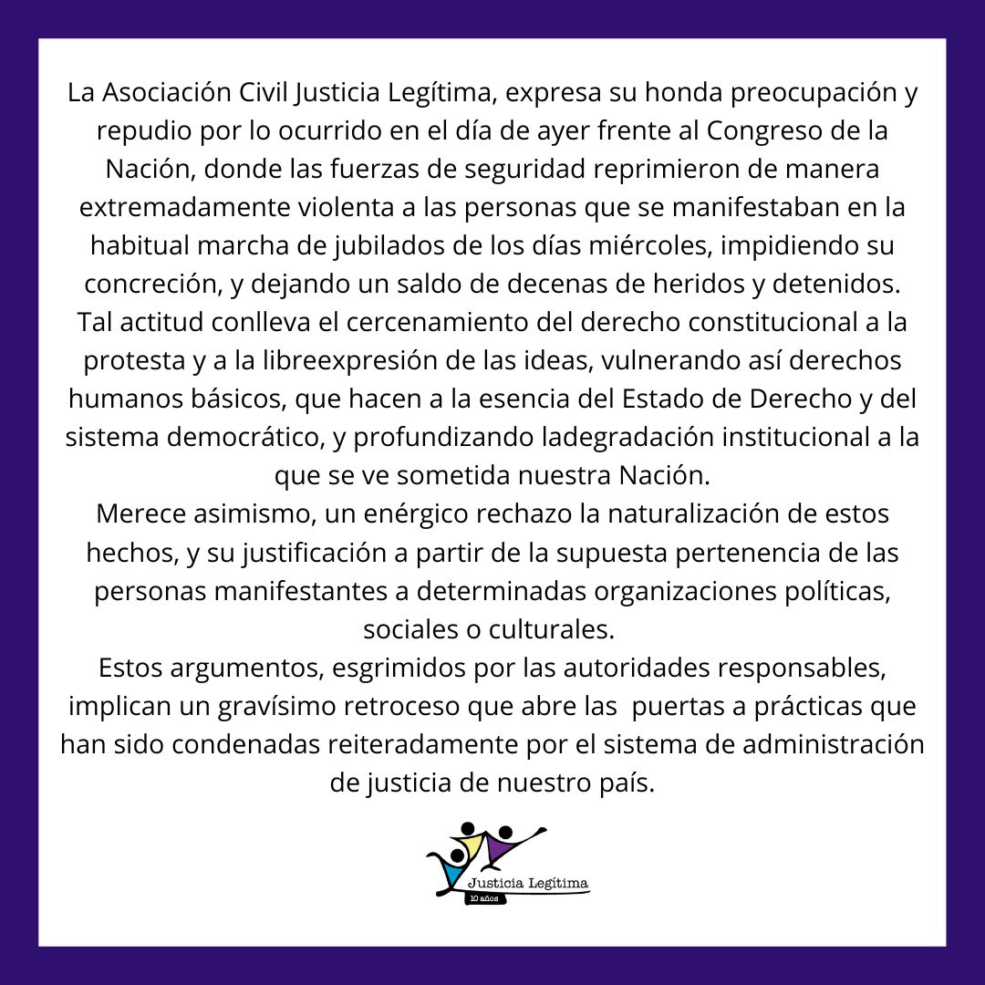 #comunicado #repudio #represion #justicialegitima #jubilados