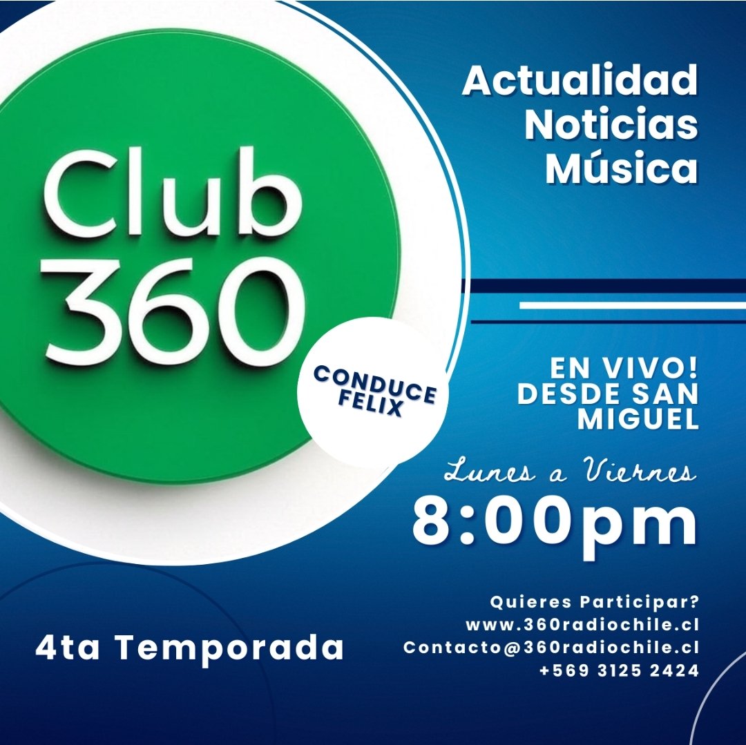 360radiochile's tweet photo. Luego a las 8 PM. Club 360 con música y noticias, junto los 62 de Fito Paez y los 30 del disco The Bends de RadioHead.
Ya sabes luego por https://t.co/nnJfuy7aWg
#milei #chile #rettig #contigochv #neme #parived #golpedeestado #kenita #lapintana #desigualdad #cariola #argentina https://t.co/uTUfeDG8o5