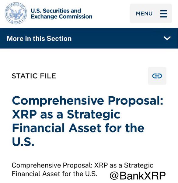 🔥ÚLTIMO🔥

💥La SEC subió una PROPUESTA a su página web que identifica a " $XRP como un Activo Financiero Estratégico para EE.UU"

👉Algunos puntos claves del documento incluyen:
🔹Clasificar XRP como un sistema de pago y no como un valor para resolver su situación legal con la