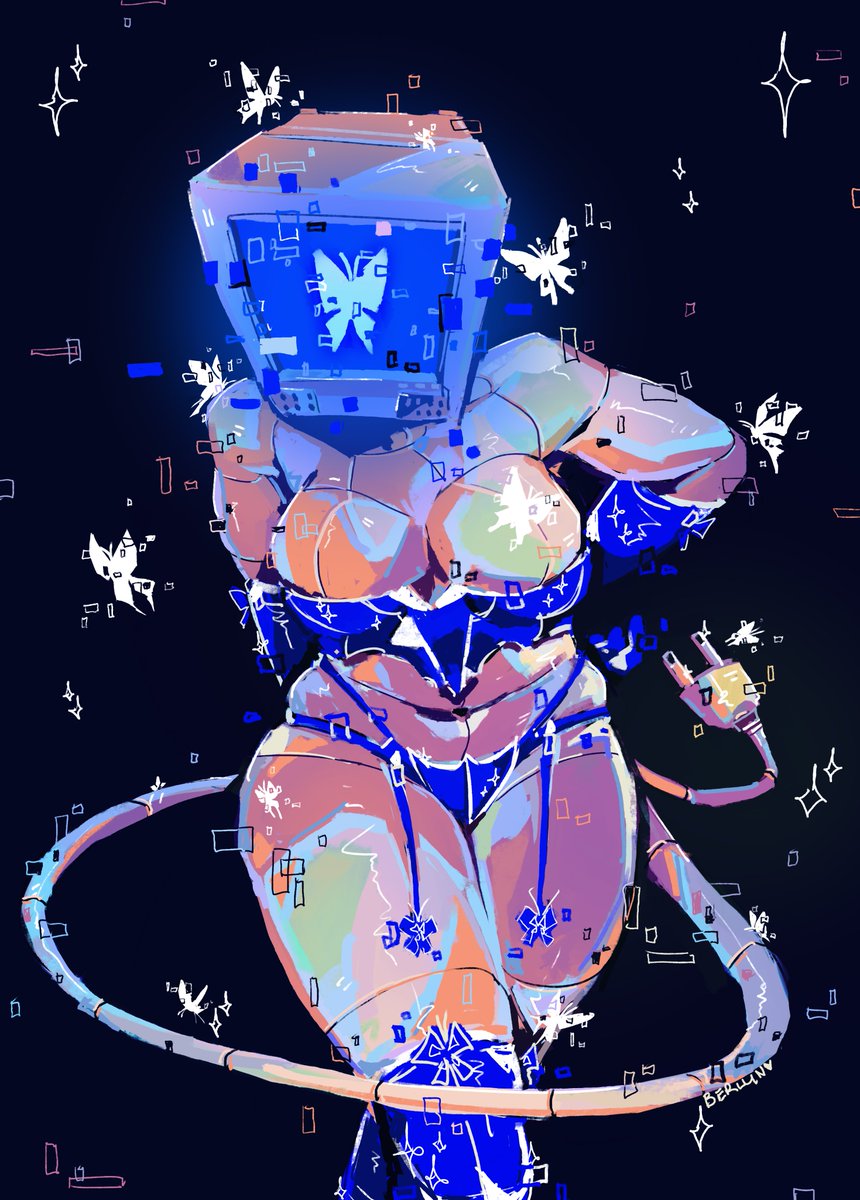 blue screen girl pinup