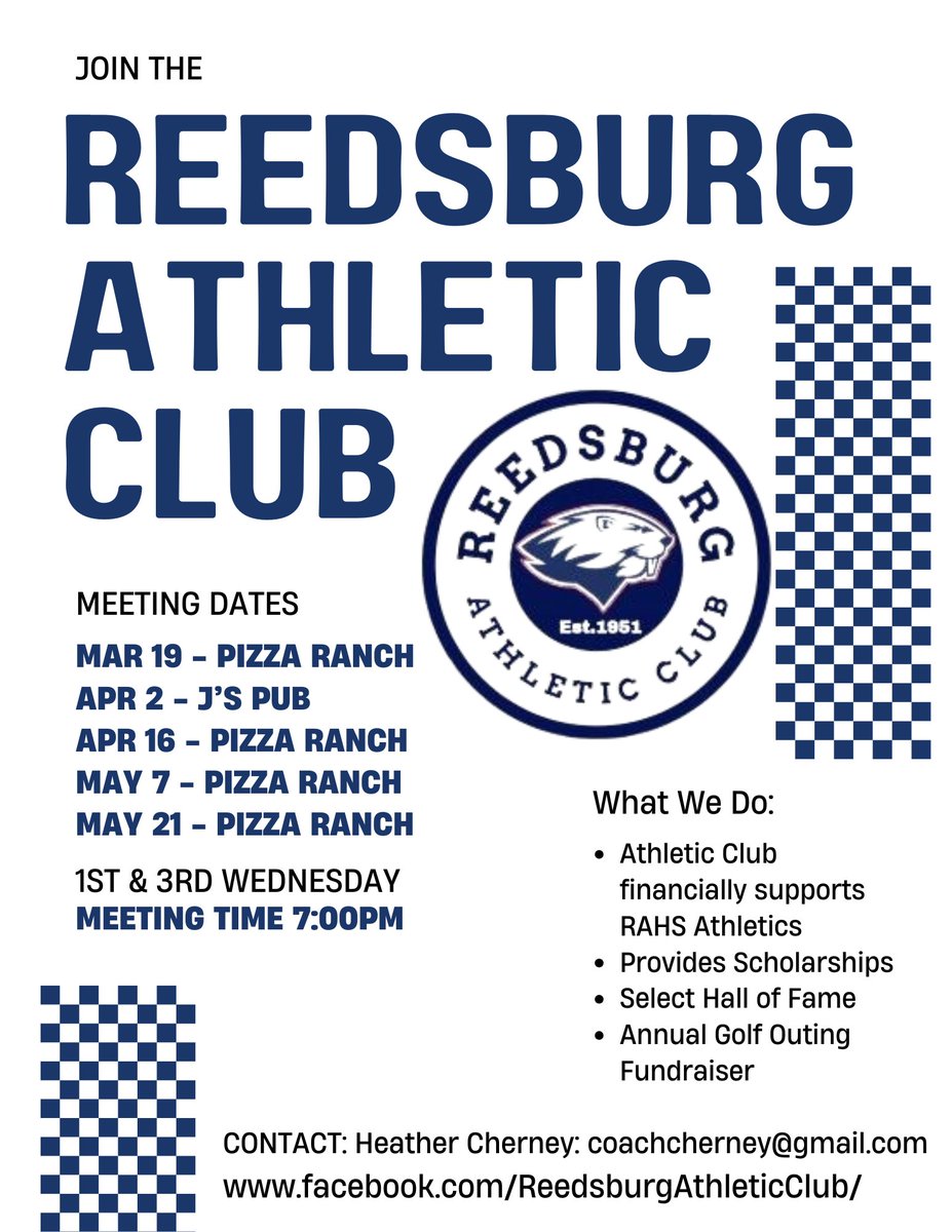 Please consider joining the Reedsburg Athletic Club! They help our athletes in countless number of ways: with uniform purchases, equipment needs, scholarships, etc....#reedsburgpride #teamreedsburg