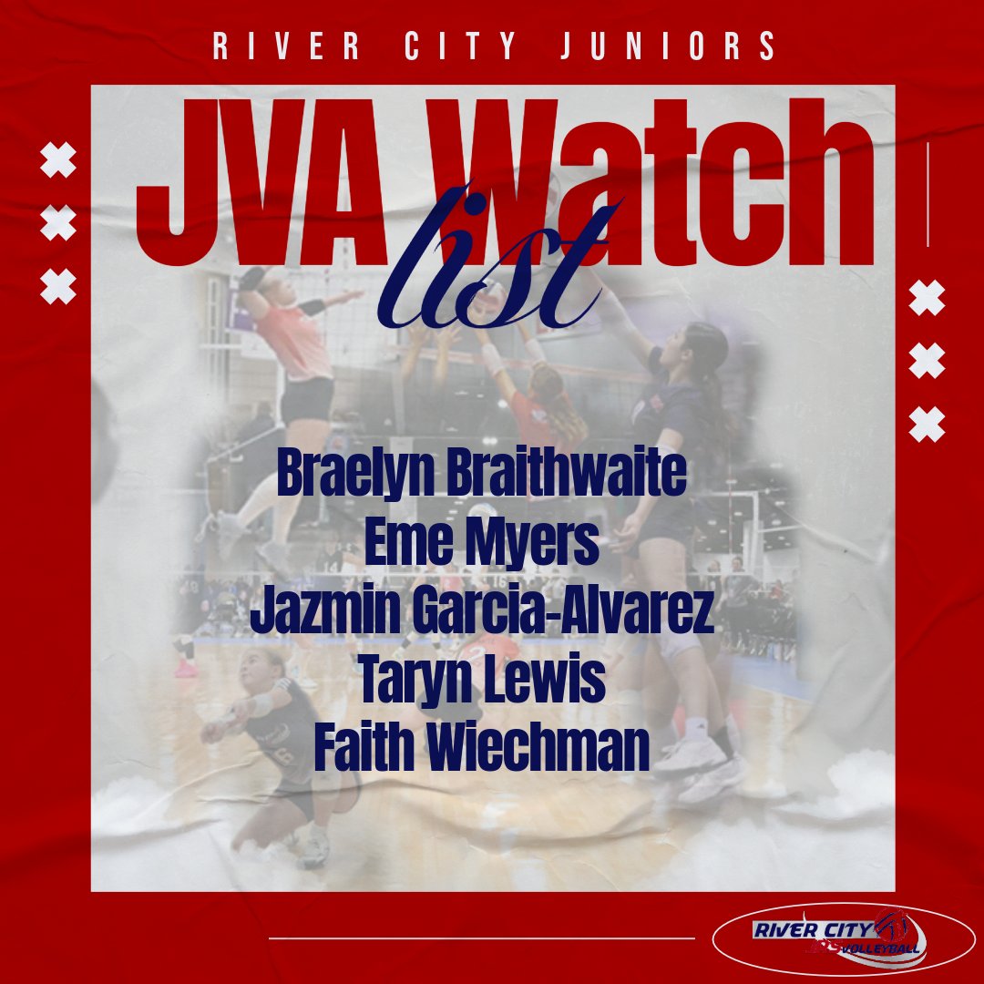 Congratulations to our athletes named to the 2025 JVA Watch List!

These athletes are now eligible to be named to the 2025 JVA All-National team. Congrats girls, we are so proud of you!

#rivercityjuniors #volleyball