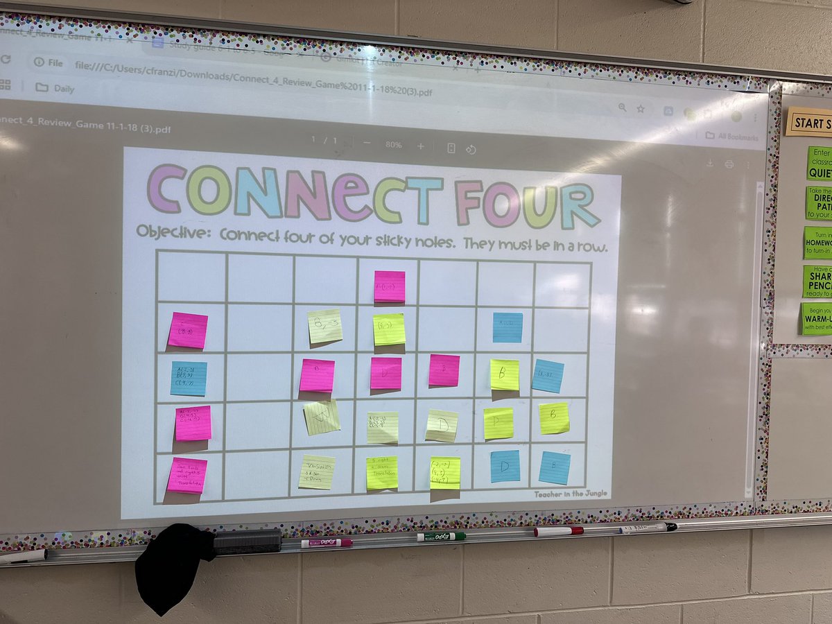 Mrs. Skelley and Mrs. Gallipoli’s 8th grade math classes worked in groups to review transformations with a spin on the classic game Connect 4.