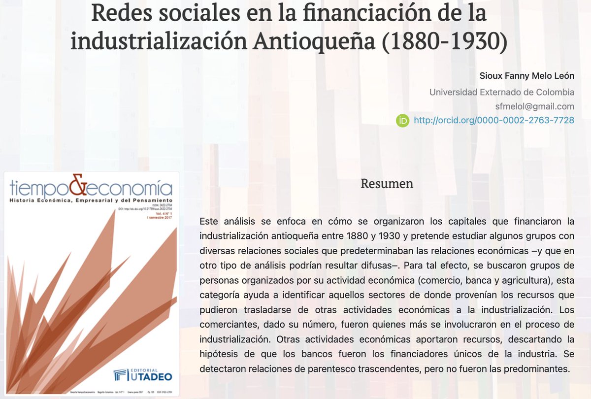 ¿Cómo se financió la industrialización de Antioquia (1880-1930)? No solo fue el café, sino la coordinación de capitales de agricultura, minería y comercio. 

Análisis de redes sociales muestra cómo la cohesión entre actores económicos impulsó la creación de empresas.