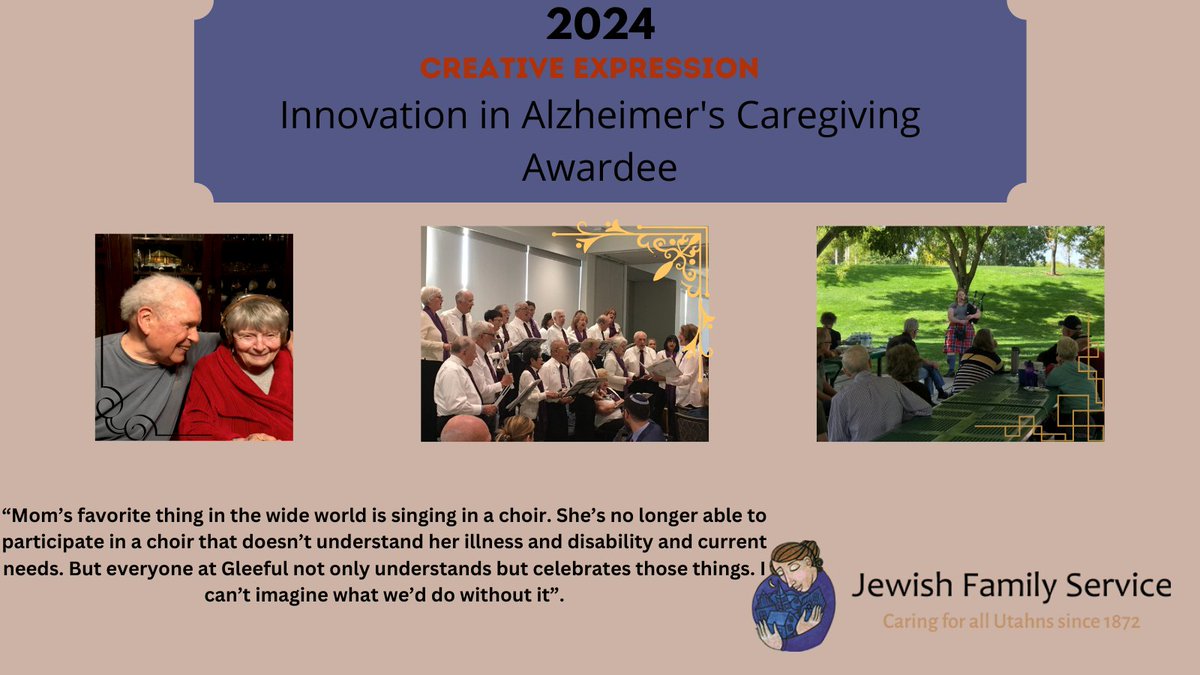 🎉Jewish Family Service of Utah is one of the 2024 Innovations in Alzheimer's Caregiving Awardees. 🎉

Click below to learn more about what they have achieved:
bit.ly/2024ALZAwards