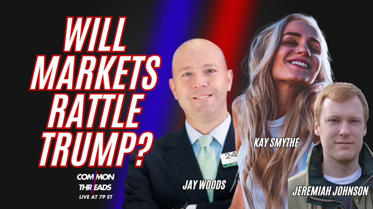 CommonThreads__'s tweet image. Big show tonight! Will market turmoil rattle Trump&apos;s economic plans?

@JayWoods3 
@KaySmythe 
@JeremiahDJohns 

Watch live right here on X and drop comments! You might just pick our next topic.

Common Threads with @jd_durkin | LIVE AT 7P ET