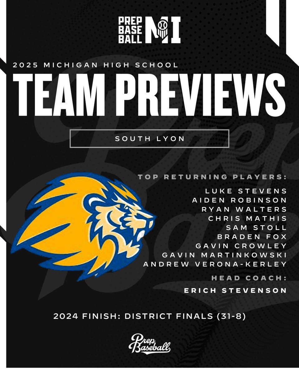 Prep Baseball Michigan (@prepbaseballmi) on Twitter photo 𝟐𝟎𝟐𝟓 𝐒𝐩𝐫𝐢𝐧𝐠 𝐓𝐞𝐚𝐦 𝐏𝐫𝐞𝐯𝐢𝐞𝐰: 𝐒𝐨𝐮𝐭𝐡 𝐋𝐲𝐨𝐧
<a href="/slyonbaseball/">South Lyon Baseball</a> won the program’s first conference championship last spring and have their sights set on a postseason run with a senior laden team that includes 8️⃣ college commits
📰: loom.ly/f5Tqo0s 𝟐𝟎𝟐𝟓 𝐒𝐩𝐫𝐢𝐧𝐠 𝐓𝐞𝐚𝐦 𝐏𝐫𝐞𝐯𝐢𝐞𝐰: 𝐒𝐨𝐮𝐭𝐡 𝐋𝐲𝐨𝐧
<a href="/slyonbaseball/">South Lyon Baseball</a> won the program’s first conference championship last spring and have their sights set on a postseason run with a senior laden team that includes 8️⃣ college commits
📰: loom.ly/f5Tqo0s