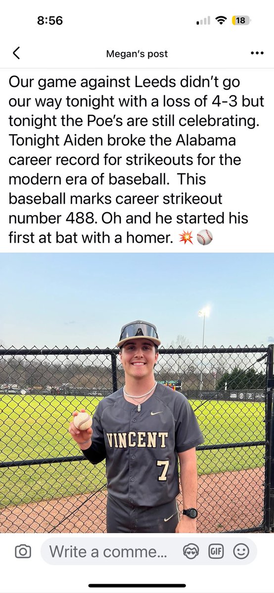 nateforau's tweet image. Career strikeout #488 puts him at the top of the leaderboard for the modern era of Alabama prep baseball. It has been a fun time at Vincent and some amazing teammates. Time to get locked in for the stretch run. @shelbycreporter @andrewtsimonson @AlecEtheredgeSC @AF_Baseball