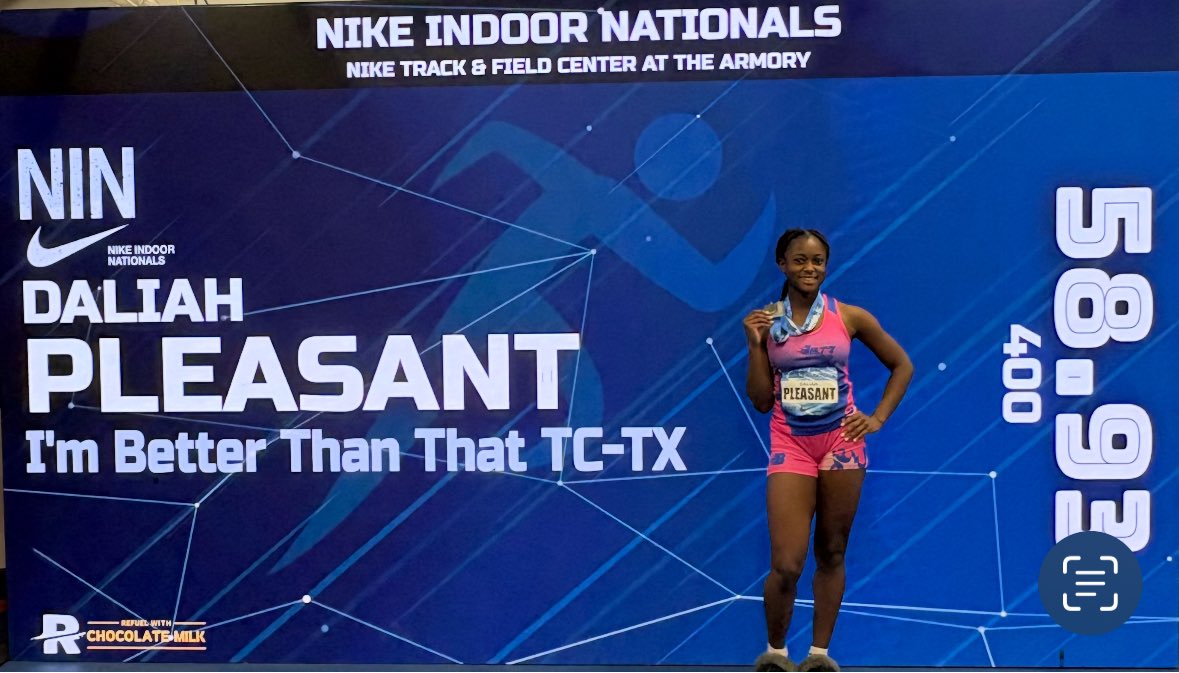 🏆NIKE INDOOR NATIONALS UPDATE🏆
Ruel Newberry: 5K - 5th Place Medalist / 14:24.62 (PR)
Daliah Pleasant: 400m - 4th Place Freshman Medalist / 58.93 (PR)
READY FOR DAY 2!
