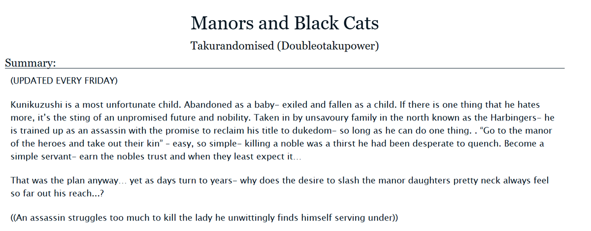 Doubleotakupow's tweet photo. Manors and Black Cats

✧Rated M
✧3/? chapters 
✧Updated every Friday
✧Part of #ScaralumiBang2025 

((Scara is a great assassin until he isn't))

Links and important details below~

@scaralumi_bang #スカ蛍 #wanlumi #scaralumi https://t.co/PvO78VGGih