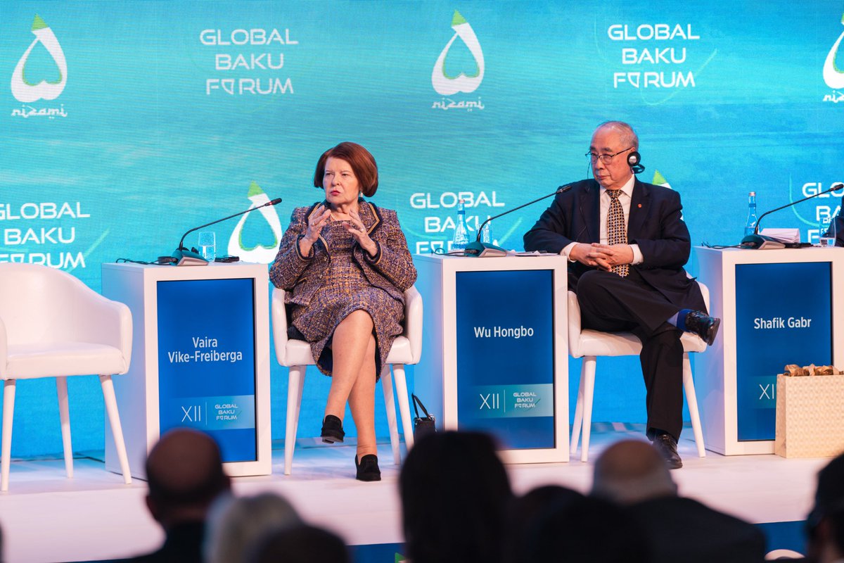 Nizami Ganjavi International Center - NGIC (@nizamiganjaviic) on Twitter photo PANEL 1: Geopolitical Shifts: Responsible Partnerships versus Rivalry
Speakers:
- “<a href="/VairaVF/">Vaira Vike-Freiberga</a>, Co-Chair, NGIC; President of Latvia 1999-2007
- <a href="/HikmetHajiyev/">Hikmet Hajiyev</a>, Assistant to the President of the Republic of Azerbaijan, Head of the Department of Foreign Policy Affairs of the PANEL 1: Geopolitical Shifts: Responsible Partnerships versus Rivalry
Speakers:
- “<a href="/VairaVF/">Vaira Vike-Freiberga</a>, Co-Chair, NGIC; President of Latvia 1999-2007
- <a href="/HikmetHajiyev/">Hikmet Hajiyev</a>, Assistant to the President of the Republic of Azerbaijan, Head of the Department of Foreign Policy Affairs of the