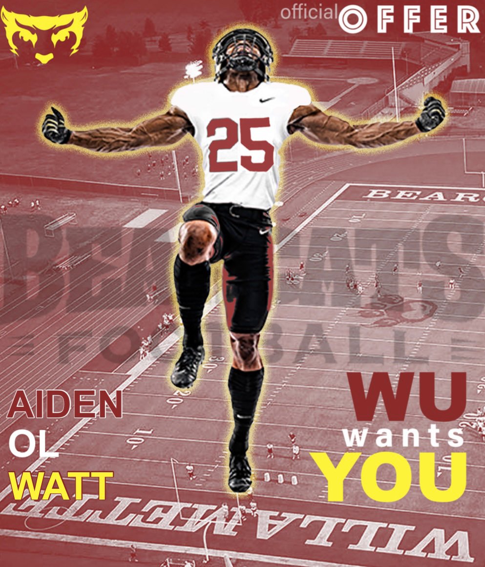 John Aiden Watt (@aiden_watt62) on Twitter photo After a great conversation with <a href="/Coach_G_Magana/">Gerardo Magaña</a> I am blessed and thankful to receive my first offer to Willamette University!#GoBearCats <a href="/BishopGormanFB/">Gaels Football</a>. <a href="/WillametteFB/">Willamette Football</a> After a great conversation with <a href="/Coach_G_Magana/">Gerardo Magaña</a> I am blessed and thankful to receive my first offer to Willamette University!#GoBearCats <a href="/BishopGormanFB/">Gaels Football</a>. <a href="/WillametteFB/">Willamette Football</a>