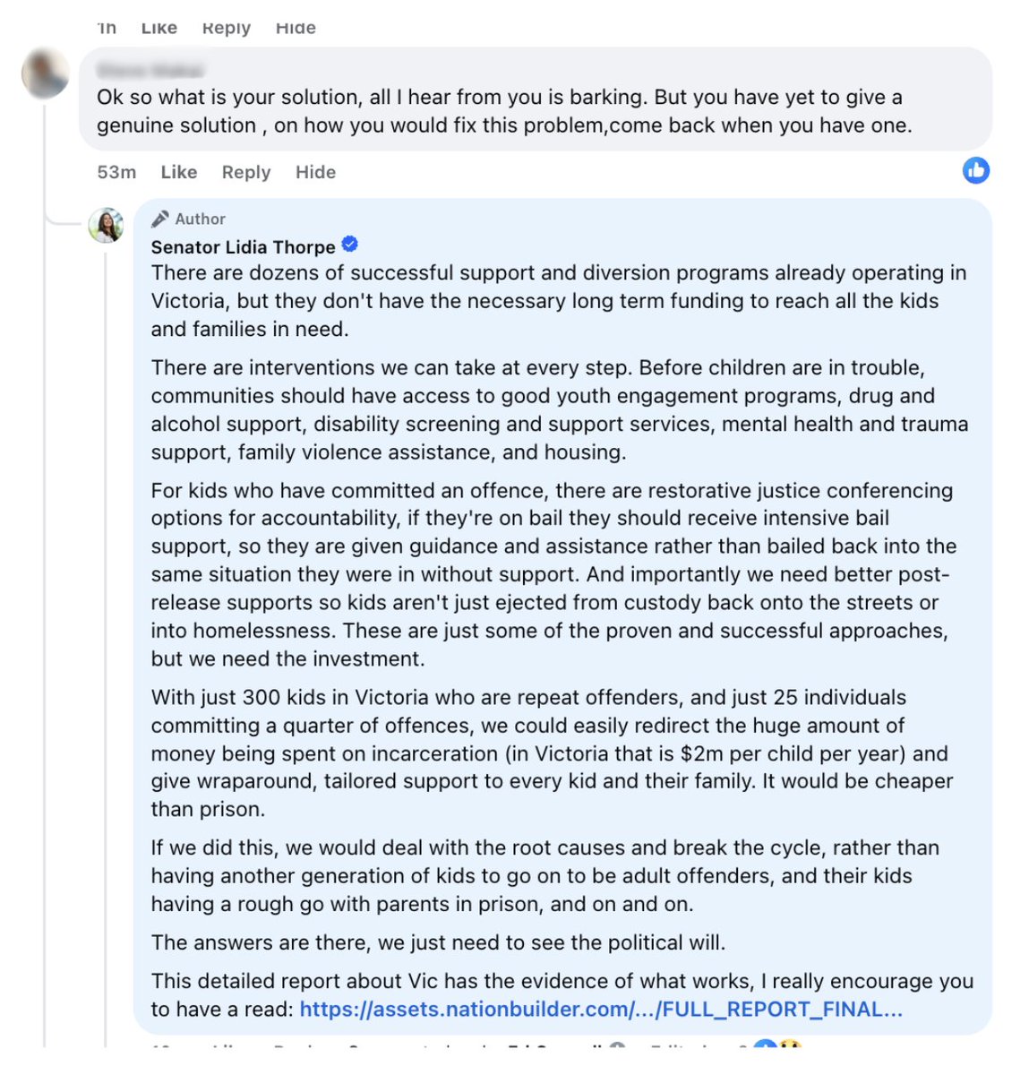 I get comments like this a lot from people wondering what can be done about youth crime instead prison and punishment. 

The answers are there, we just need the political will. 

Read the report I mentioned here: assets.nationbuilder.com/justicereformi…