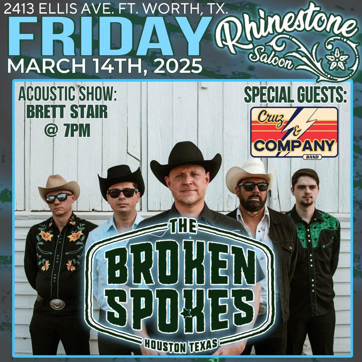 Rhinestone Saloon in the Ft. Worth Stockyards tomorrow night!!