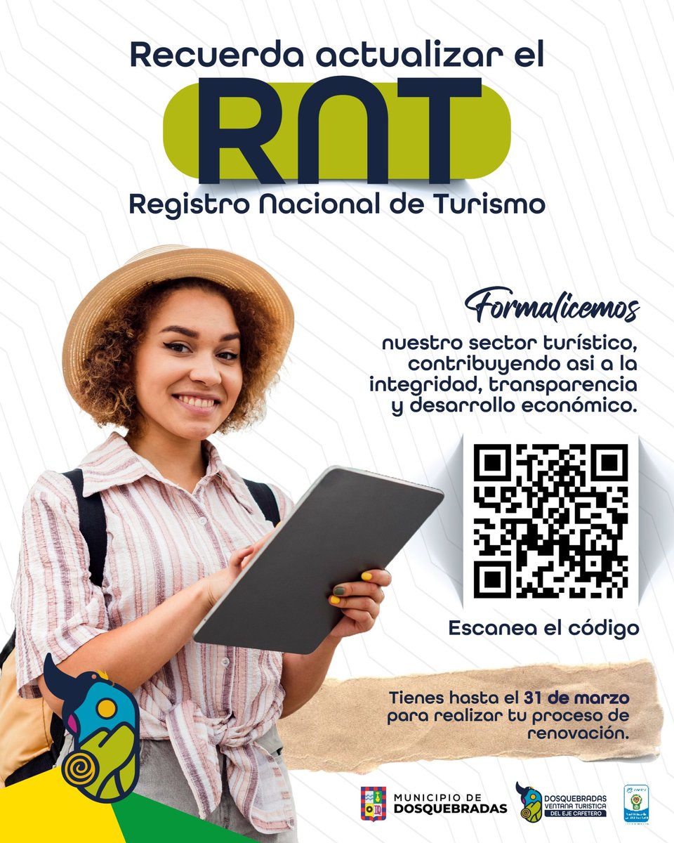 ¡Renueva tu Registro Nacional de Turismo a tiempo! 

Si aún no has actualizado tu RNT, recuerda que tienes plazo hasta el 31 de marzo de 2025. Evita sanciones y realiza tu trámite en la Cámara de Comercio de Dosquebradas.

#DosquebradasSeTransforma #VentanaTurísticadelEjeCafetero