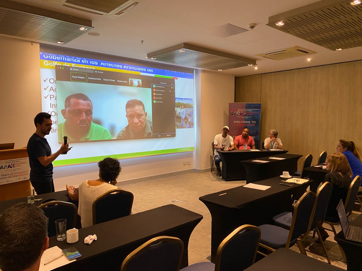 GOAL_Colombia's tweet photo. #PorUnMundoMejor | Participamos en Foro sobre la percepción sobre arrecifes artificiales aplicaciones y gestión en el Caribe #Colombia y el pacífico tropical oriental #Honduras, en el 12th #CARAH2025 International Conference on Artificial Reefs and Related Aquatic Habitats organizado por @moamcolombia @arcmarine.

Con el apoyo de @Irish_Aid - @IrelandColombia

#GOALContigo