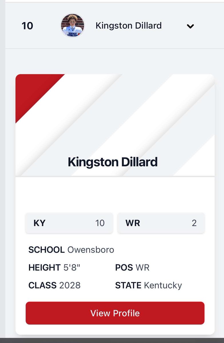 Kingston Dillard (@kingdillard6_) on Twitter photo Blessed to be ranked the #10 player in Kentucky and #2 WR in class of 2028. #Onlywayisup
<a href="/SrHighFootball/">Owensboro Football</a> <a href="/D_Marc11/">DaMarcus Ganaway Sr.</a> <a href="/Coach_CTaylor/">Corey Taylor</a> <a href="/PrepRedzoneKY/">Prep Redzone Kentucky</a> <a href="/LippertScouting/">Ryan Lippert</a> <a href="/BRoberts42/">Blake Roberts</a> Blessed to be ranked the #10 player in Kentucky and #2 WR in class of 2028. #Onlywayisup
<a href="/SrHighFootball/">Owensboro Football</a> <a href="/D_Marc11/">DaMarcus Ganaway Sr.</a> <a href="/Coach_CTaylor/">Corey Taylor</a> <a href="/PrepRedzoneKY/">Prep Redzone Kentucky</a> <a href="/LippertScouting/">Ryan Lippert</a> <a href="/BRoberts42/">Blake Roberts</a>