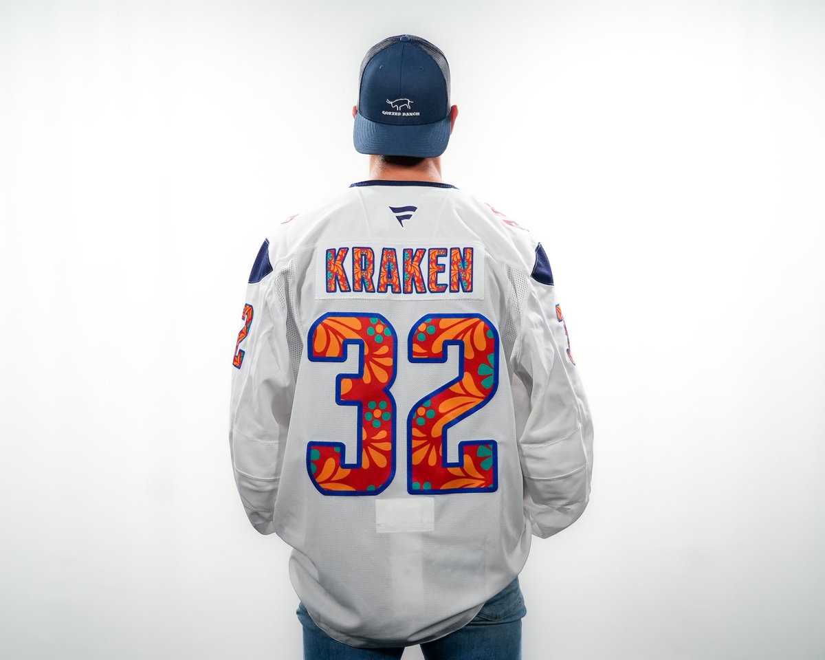SeattleKraken's tweet photo. Celebrating Women in Hockey 💙

Designed by Mexican American artist Marisol Ortega, these jerseys will be auctioned off through @OneRoofFdn to benefit hockey access programs and scholarships for girls in honor of Women in Hockey Night pres. by @PitchBook. https://t.co/avjVorzUah