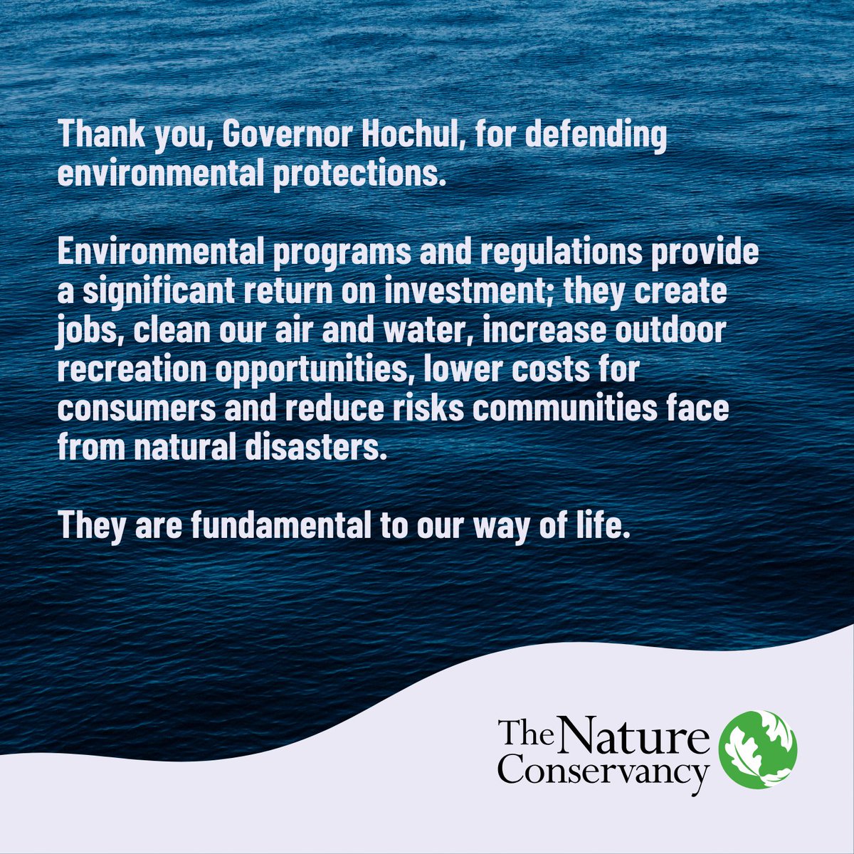 Nature Conservancy NY (@nature_ny) on Twitter photo Thank you <a href="/GovKathyHochul/">Governor Kathy Hochul</a> for defending environmental protections that create jobs, clean our air and water, increase outdoor recreation opportunities, lower costs for consumers and reduce risks communities face from natural disasters.
They are fundamental to our way of life. Thank you <a href="/GovKathyHochul/">Governor Kathy Hochul</a> for defending environmental protections that create jobs, clean our air and water, increase outdoor recreation opportunities, lower costs for consumers and reduce risks communities face from natural disasters.
They are fundamental to our way of life.