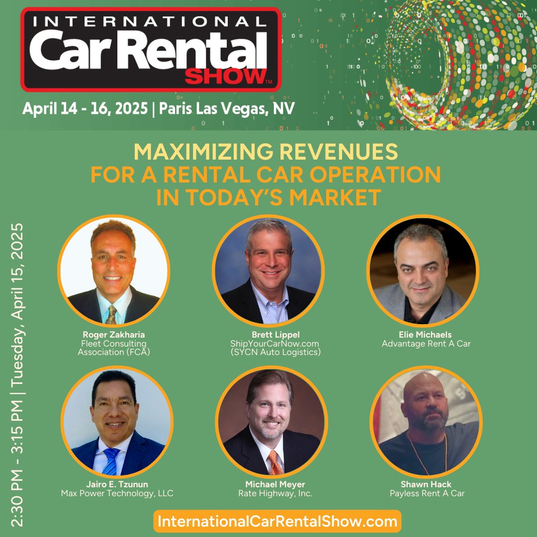 Maximize your rental car revenue at International Car Rental Show (ICRS)! Learn how to optimize booking rates, fleet planning, upsells, and customer loyalty from top industry experts. Register now and save $200 — early bird rate ends TOMORROW!
cvent.me/lrBLxr?RefId=A…
#ICRS2025