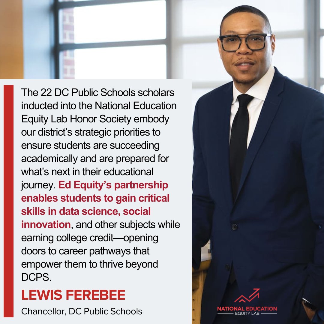 National Education Equity Lab (@edequitylab) on Twitter photo 🎉Congrats to the 22 scholars <a href="/dcpublicschools/">DC Public Schools</a> who were inducted into the National Education Equity Lab Honor Society for performing in the top 20% of students taking college courses while still in high school!💫
<a href="/DCPSChancellor/">Chancellor Ferebee</a>
#CollegeReady #StudentSuccess 🎉Congrats to the 22 scholars <a href="/dcpublicschools/">DC Public Schools</a> who were inducted into the National Education Equity Lab Honor Society for performing in the top 20% of students taking college courses while still in high school!💫
<a href="/DCPSChancellor/">Chancellor Ferebee</a>
#CollegeReady #StudentSuccess
