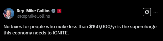 BREAKING: Mike Collins said that Trump's goal is to enact no taxes for people who make less than $150,000 per year.

I crunched IRS data for 2022 to understand how feasible this is.

Here's what you need to know: