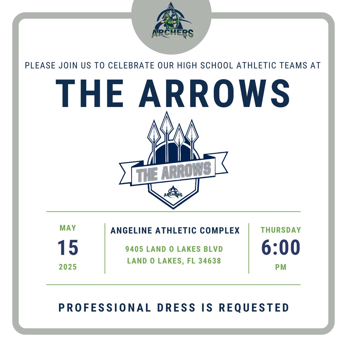 Angeline Academy of Innovation Athletics (@aai_athletics) on Twitter photo 📆SAVE THE DATE📆
🏆HS ATHLETICS AWARD CEREMONY🏆
All of our athletes who participated on a HIGH SCHOOL athletic team this year are invited to our End of the Year HS Athletics Award Ceremony, “The Arrows”!
Stay tuned for more information!
<a href="/PascoCoSports/">Pasco County Sports</a> <a href="/AngelineAcademy/">Angeline Academy of Innovation</a> 📆SAVE THE DATE📆
🏆HS ATHLETICS AWARD CEREMONY🏆
All of our athletes who participated on a HIGH SCHOOL athletic team this year are invited to our End of the Year HS Athletics Award Ceremony, “The Arrows”!
Stay tuned for more information!
<a href="/PascoCoSports/">Pasco County Sports</a> <a href="/AngelineAcademy/">Angeline Academy of Innovation</a>