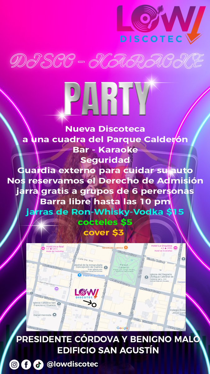 Nuevo ambiente Retro en Cuenca.
Seguridad 
Discreción 
Las mejores mezclas
A una cuadra del Parque Calderón 
Viernes y Sábado 
#cuencaecuador #diversion #Marzo #Sabado #Viernes #lowdiscotec