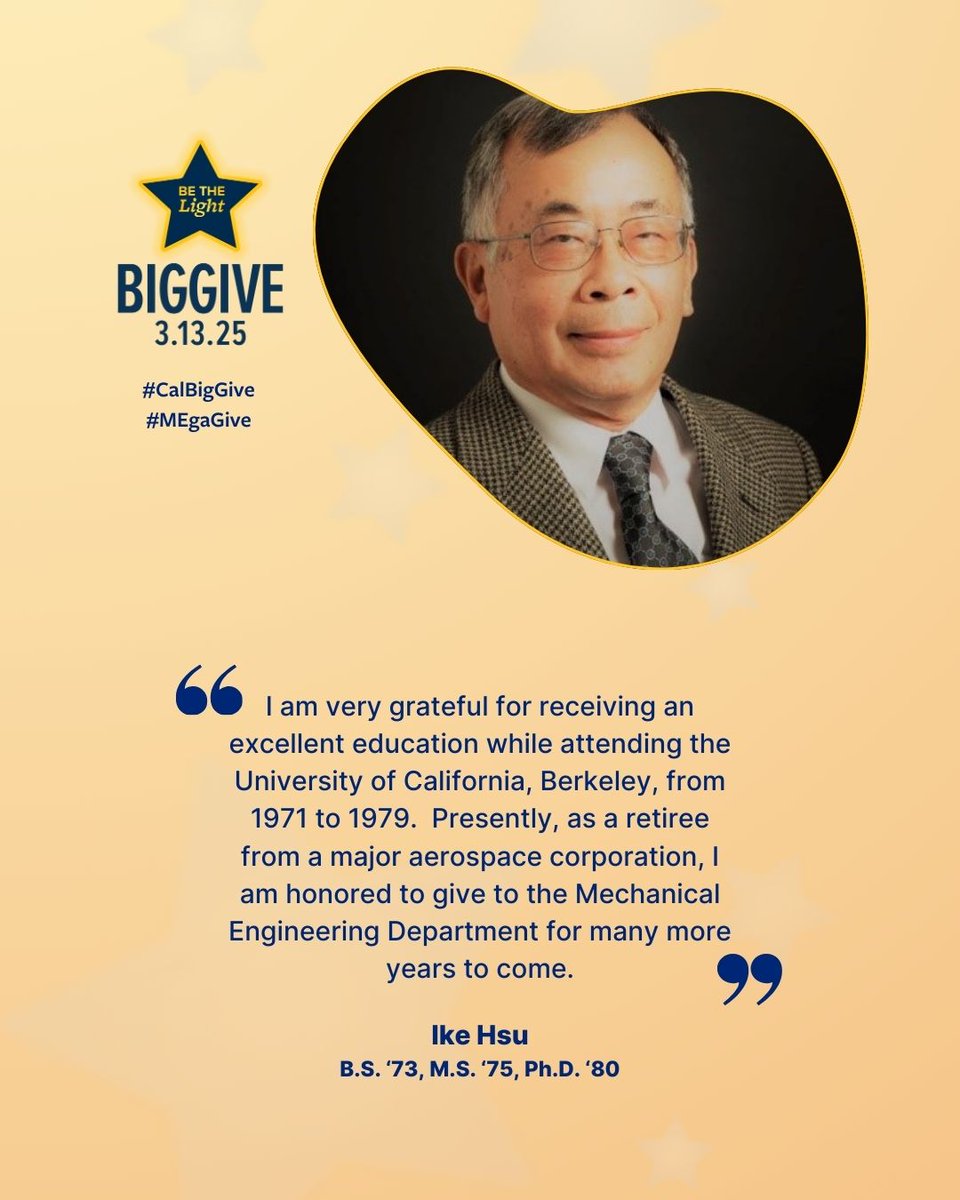BerkeleyME's tweet image. We love hearing from #BerkeleyME alumni! #MEgaGive #CalBigGive give.berkeley.edu/me

Thank you to alum Ike Hsu for his contributions!