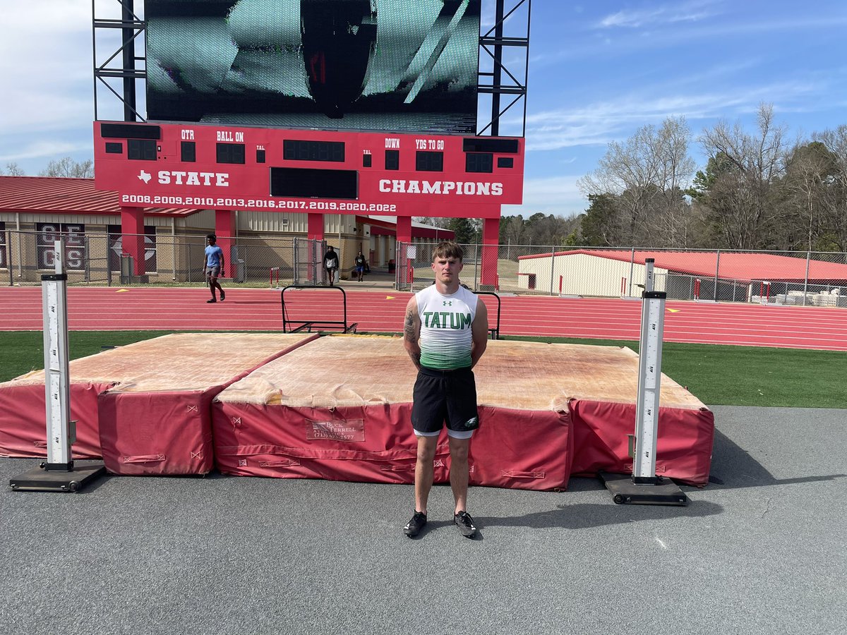 <a href="/Ctatum606/">Cayden_Tatum</a> Competed in his first meet of the season and brought home the gold clearing 6’4! 🥇Not a personal best but a great start! <a href="/SFA_Athletics/">SFA Athletics</a> <a href="/SamHoustonState/">Sam Houston State</a> <a href="/TarletonSports/">Tarleton State Athletics</a> <a href="/OralRobertsU/">OralRobertsU</a> <a href="/GoETBUTigers/">ETBU Athletics</a> <a href="/LionUpAthletics/">Southeastern Athletics</a> <a href="/McNeeseSports/">McNeese Athletics</a> <a href="/LatechTrack/">LaTech Track Exposed</a> <a href="/RaginCajuns/">Louisiana Ragin' Cajuns®</a>
