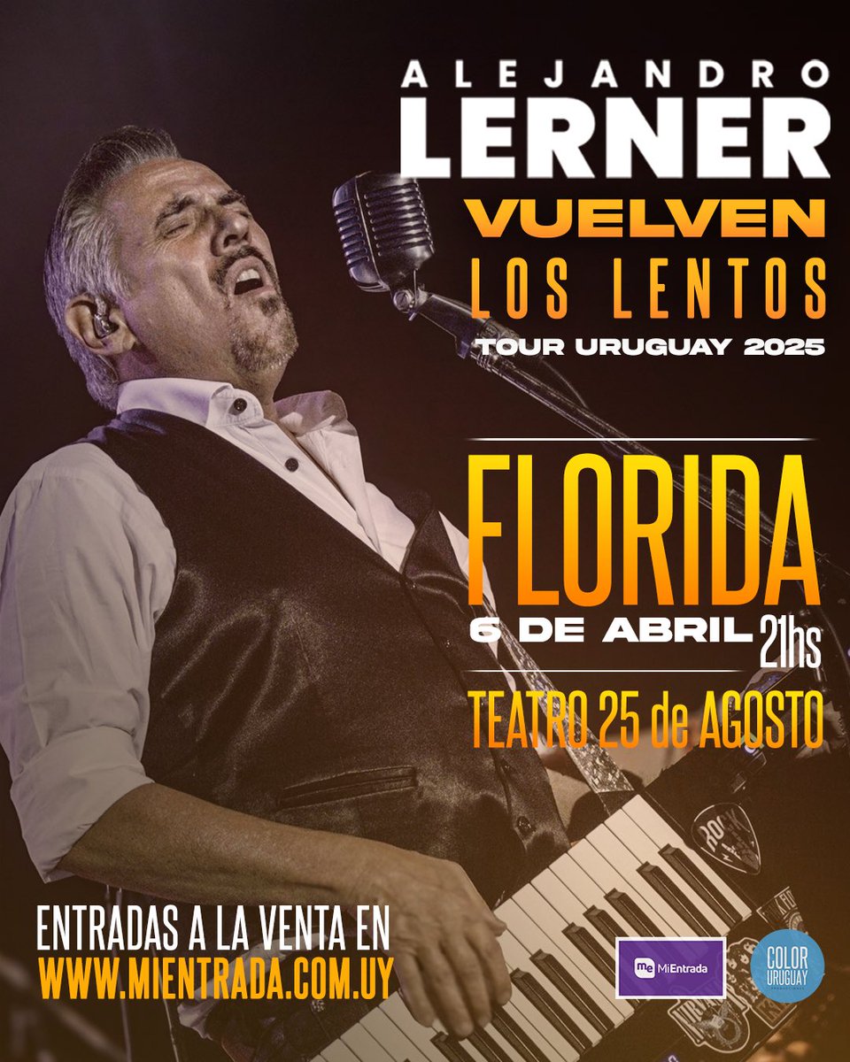 Vuelven los lentos Tour 2025

03.04 📍MONTEVIDEO - RADISSON VICTORIA PLAZA 
🎟 mientrada.com.uy

04.04 📍DURAZNO - TEATRO ESPAÑOL
🎟 mientrada.com.uy / Radio City

05.04 📍SAN JOSÉ - TEATRO MACCIÓ
🎟 tickantel.com.uy

06.04 📍 FLORIDA - TEATRO 25 de AGOSTO