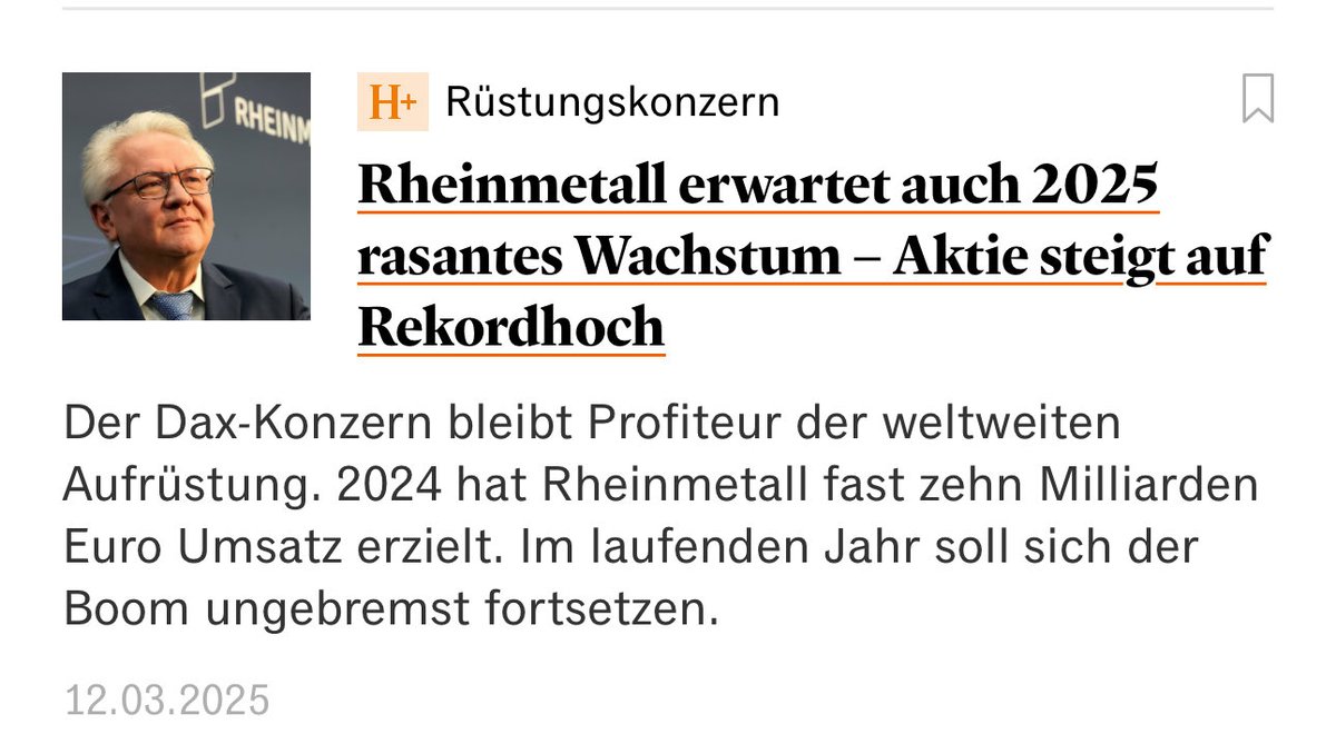 Die #Übergewinnsteuer für Rüstungskonzerne &amp; Co. muss kommen. Anteilseigner profitieren extrem von Investitionen in Sicherheit und Verteidigung. Eine Anomalie in politisch chaotischen Zeiten. Wie bei der Energiekrise. Deswegen: Übergewinne abschöpfen in Deutschland und Europa!