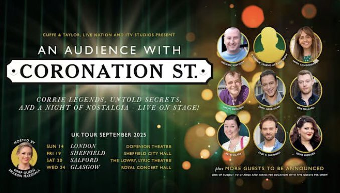 Robin Barron Bazza (@bazzabarron) on Twitter photo I’m attending An Audience With Coronation Street (<a href="/itvcorrie/">Coronation Street</a> ) on 20th September 2025 - <a href="/Sharontweet/">Sharon Marshall / insta: sharonjmarshall</a> I’m attending An Audience With Coronation Street (<a href="/itvcorrie/">Coronation Street</a> ) on 20th September 2025 - <a href="/Sharontweet/">Sharon Marshall / insta: sharonjmarshall</a>