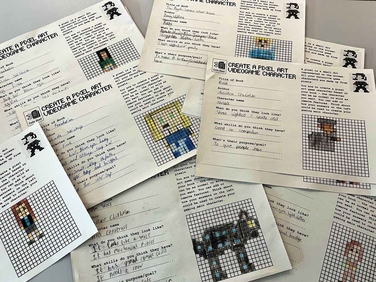 St. Ninian's Computing Department (@stninianscomp) on Twitter photo S1 are doing an amazing job reading their #coderead books and thinking about how these could form ideas for their computer games. Today they focused on main characters and created some pixel art of how they might look on screen. <a href="/stninianshigh/">Saint Ninian's</a> <a href="/StNiniansLib/">Mrs Baird 📚🏴🐉</a> <a href="/stacshq/">Scottish Teachers Advancing Computing Science</a> S1 are doing an amazing job reading their #coderead books and thinking about how these could form ideas for their computer games. Today they focused on main characters and created some pixel art of how they might look on screen. <a href="/stninianshigh/">Saint Ninian's</a> <a href="/StNiniansLib/">Mrs Baird 📚🏴🐉</a> <a href="/stacshq/">Scottish Teachers Advancing Computing Science</a>