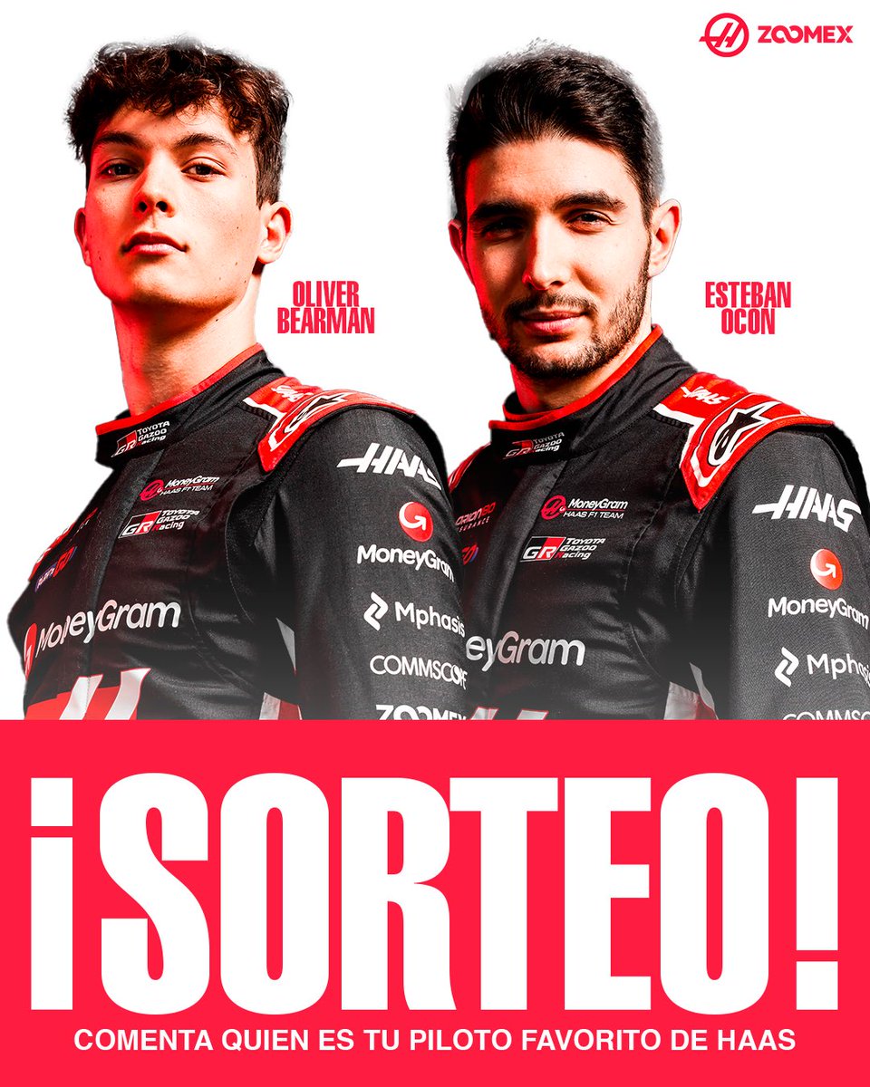 🔥 ¡SORTEAZO PARA FESTEJAR NUESTRA NUEVA ASOCIACIÓN! 🏁🏎️

🎁 Participa por un premio total de 60 $USDT cumpliendo los siguientes requisitos 👇🏻

1️⃣ Síguenos en <a href="/ZoomexES/">Zoomex ES</a> ✅
2️⃣ Dale RT y comenta quien es tu piloto favorito de <a href="/HaasF1Team/">TGR Haas F1 Team</a> 💬

🧸 Oliver Bearman | 🇫🇷 Esteban Ocon