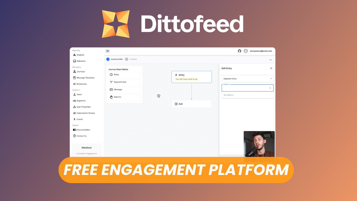 elest_io's tweet image. Discover @dittofeed, a free open-source platform to automate messaging and transactional communications with prospects and users 🚀
Watch our platform overview
🔗 youtu.be/ycs53MFoW4E