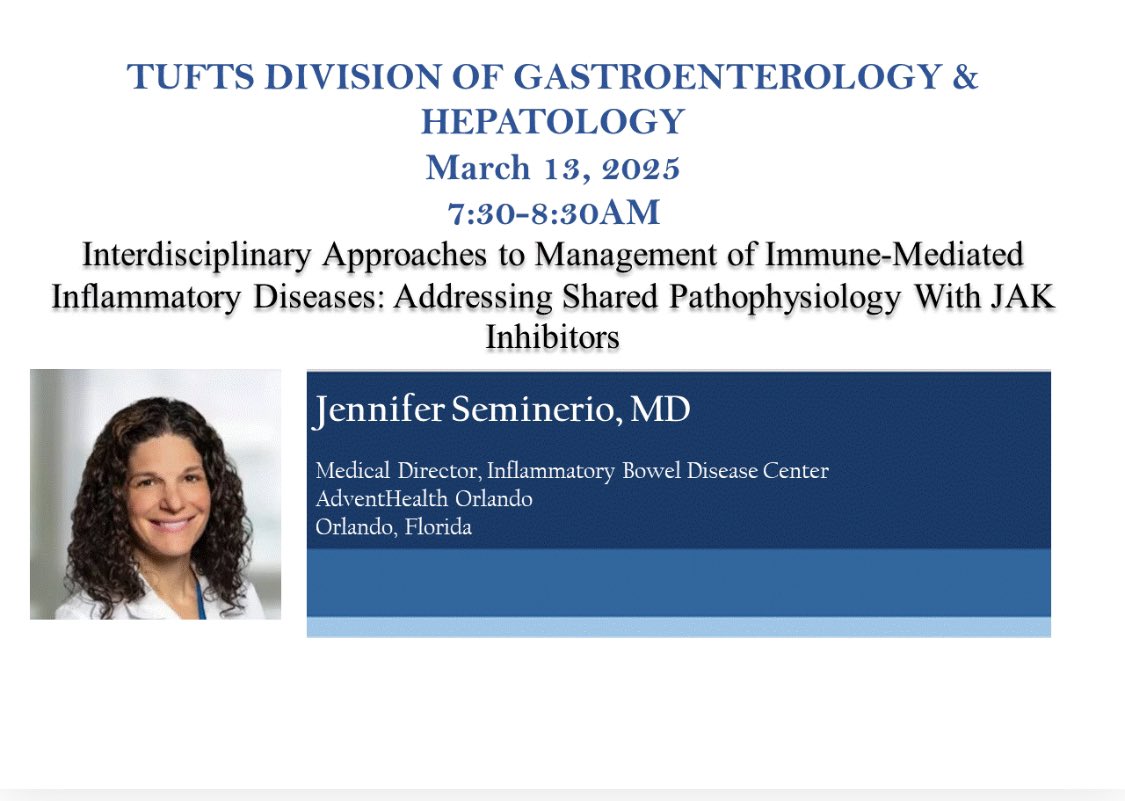 Raffi Karagozian, MD (@rkaragozian) on Twitter photo We had the great pleasure of hosting <a href="/jensemineriomd/">Jennifer Seminerio</a> <a href="/TuftsMedicalCtr/">Tufts Medical Center</a> for an outstanding talk on JAK inhibitors in management of #IBD ;our faculty and fellows learned so much about the role JAK in IBD ; thanks so for the engaging and thought provoking session we all enjoyed! We had the great pleasure of hosting <a href="/jensemineriomd/">Jennifer Seminerio</a> <a href="/TuftsMedicalCtr/">Tufts Medical Center</a> for an outstanding talk on JAK inhibitors in management of #IBD ;our faculty and fellows learned so much about the role JAK in IBD ; thanks so for the engaging and thought provoking session we all enjoyed!