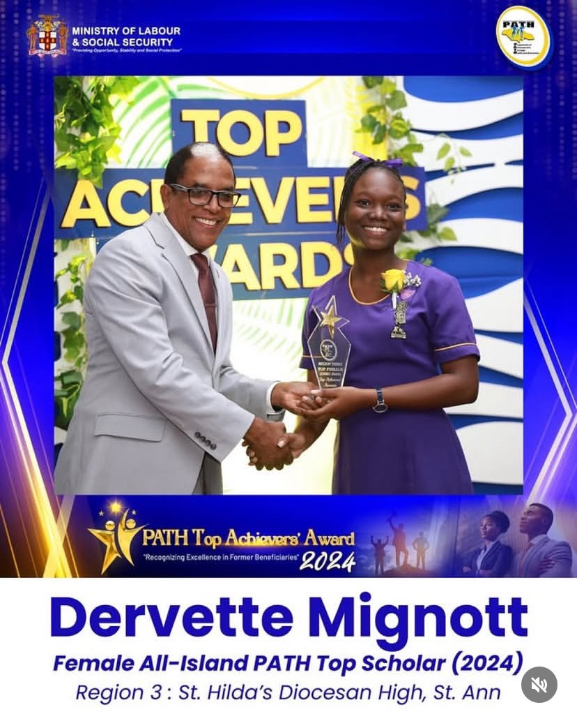 AAScholarsja's tweet image. The #MLSS joins the Jamaica Information Service (JIS) @jisvoice and the Gleaner @jamaicagleaner in highlighting the outstanding achievements of Dervette Mignott, a Grade 13 student at St. Hilda’s Diocesan g the end of an incredible journey that has shaped her