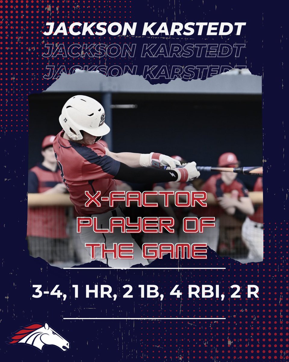 🚨Broncos defeat FBCA🚨
Broncos 8 vs FBCA
HR: Karstedt, Townsend, Lowry 
X-Factor Player of Game:
Jackson Karstedt 3-4, HR, 4RBI 2R
#BACSBaseball