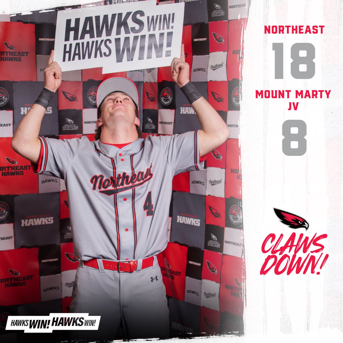 Northeast Baseball (@northeastccbsb) on Twitter photo πππ¬π π¨ πππ£! πππ¬π π¨ πππ£!
Northeast takes down Mounty Marty University JV in just five innings by a final score of 18-8!
Kale Jensen: 1-3, HR, 4 RBI
Trenton Barry: 2-3, 3 R, 4 RBI, BB
Greysen Strauss (W): 1.1 IP, 2 H, 0 ER
#ClawsDown | π΄β«οΈβͺοΈβΎοΈ πππ¬π π¨ πππ£! πππ¬π π¨ πππ£!
Northeast takes down Mounty Marty University JV in just five innings by a final score of 18-8!
Kale Jensen: 1-3, HR, 4 RBI
Trenton Barry: 2-3, 3 R, 4 RBI, BB
Greysen Strauss (W): 1.1 IP, 2 H, 0 ER
#ClawsDown | π΄β«οΈβͺοΈβΎοΈ