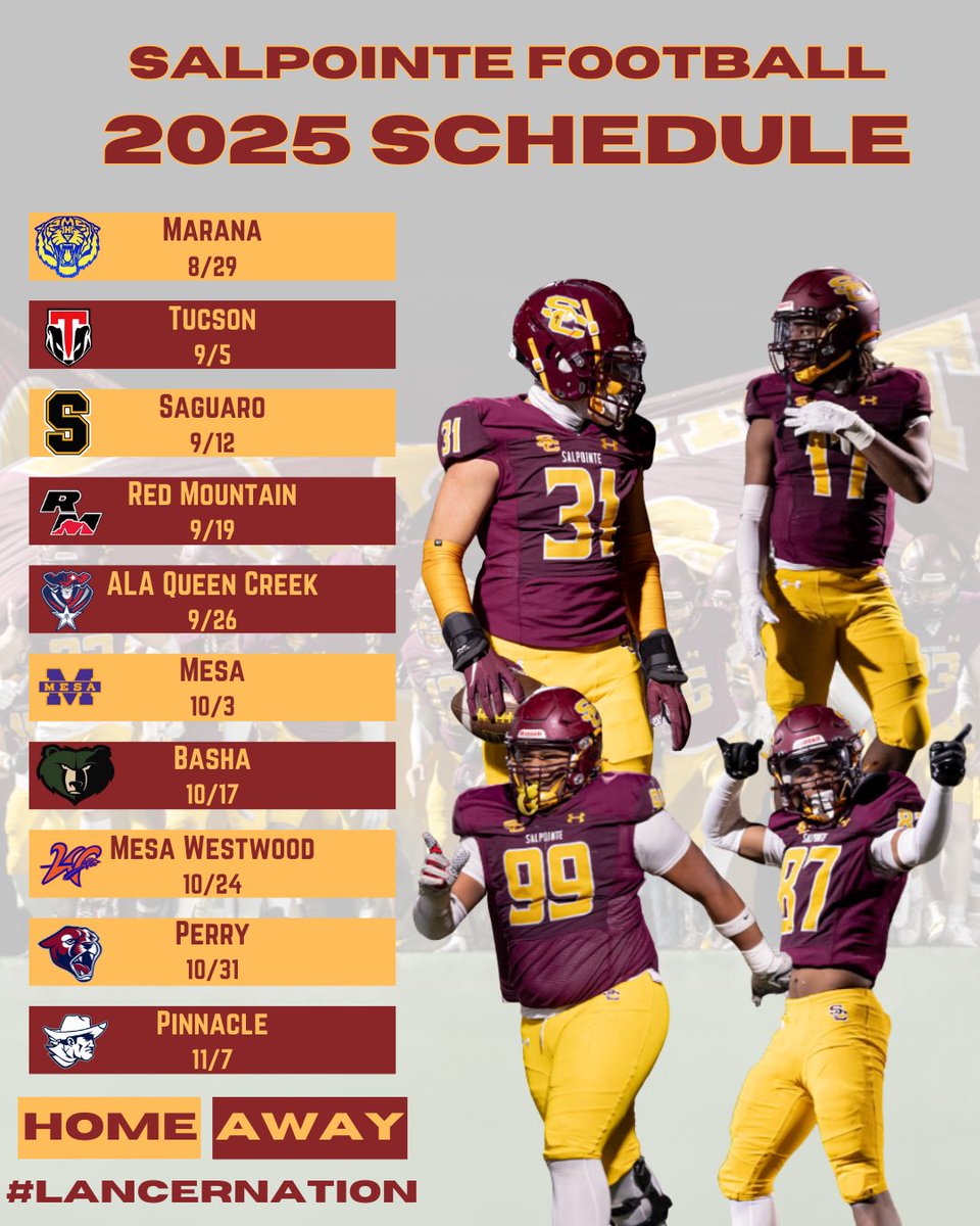 OFFICIAL 2025 LANCER FOOTBALL SCHEDULE 

#LancerNation