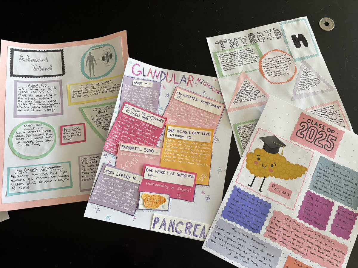Obsessed with my students’ endocrine gland projects! 😍 #teachbiology #biologychat