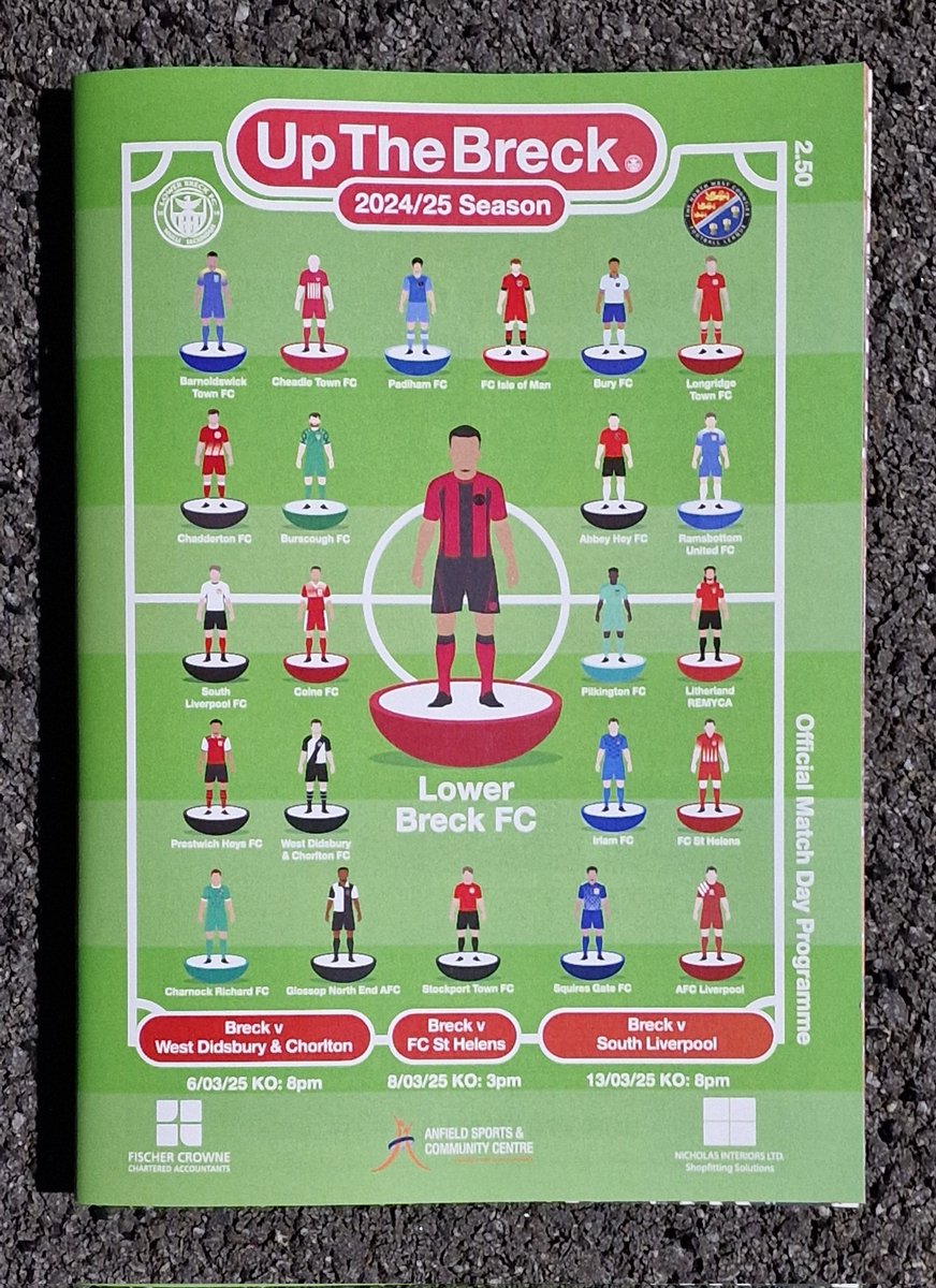 Kev (@kevwhu42) on Twitter photo <a href="/NLprogs/">Non-League Programmes</a>
Priced at £2.50, this programme covered 3 <a href="/lowerbreck/">LOWER BRECK FC</a> fixtures in the <a href="/nwcfl/">The NWCFL ⚽️</a> Premier Division.
My visit saw a hefty win over <a href="/SouthLplFC/">South Liverpool FC</a>. <a href="/NLprogs/">Non-League Programmes</a>
Priced at £2.50, this programme covered 3 <a href="/lowerbreck/">LOWER BRECK FC</a> fixtures in the <a href="/nwcfl/">The NWCFL ⚽️</a> Premier Division.
My visit saw a hefty win over <a href="/SouthLplFC/">South Liverpool FC</a>.