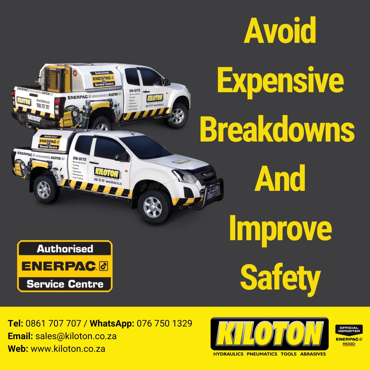 Kiloton_Hyd's tweet image. Regularly calibrating and testing high-pressure hydraulic tools can help avoid expensive breakdowns and improve safety at work sites. Our 24/7 Field Service focuses on  efficient hydraulics performance. 

👉Book now: kiloton.co.za/onsite-field-s… 

#ToolingTips #HydraulicSolutions