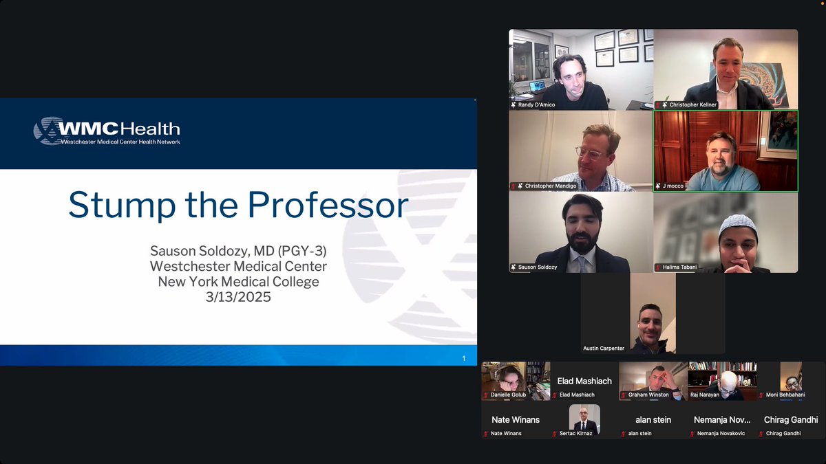 Congratulations to <a href="/SausonSoldozy/">Sauson Soldozy, MD</a> for winning the people’s choice award and second place award tonight at Stump the Professor annual event! <a href="/WMCHealth/">Westchester Medical Center Health Network</a>