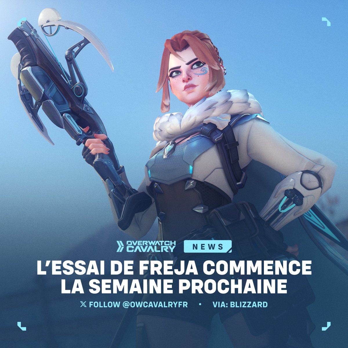 Préparez-vous à tester la nouvelle héroïne DPS dans #Overwatch2 🏹

Ne manquez pas l’essai limité de Freja du 21 au 24 mars ! Un tout nouveau trailer de héros et un motion comic seront également dévoilés prochainement.